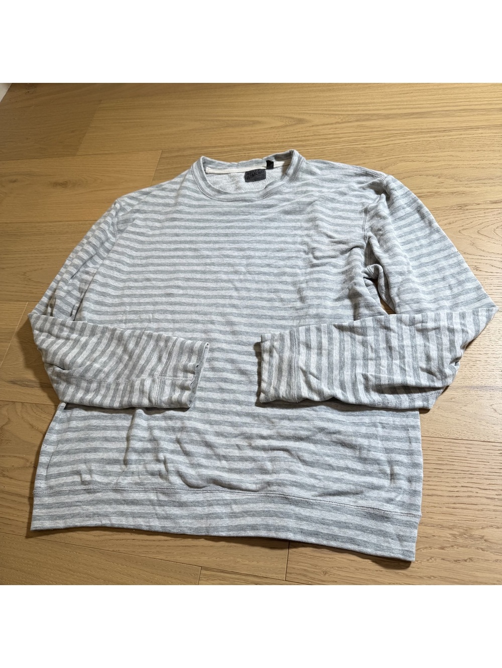 Naked and Famous Men's Gray Long-Sleeve Striped Tee – Size XL